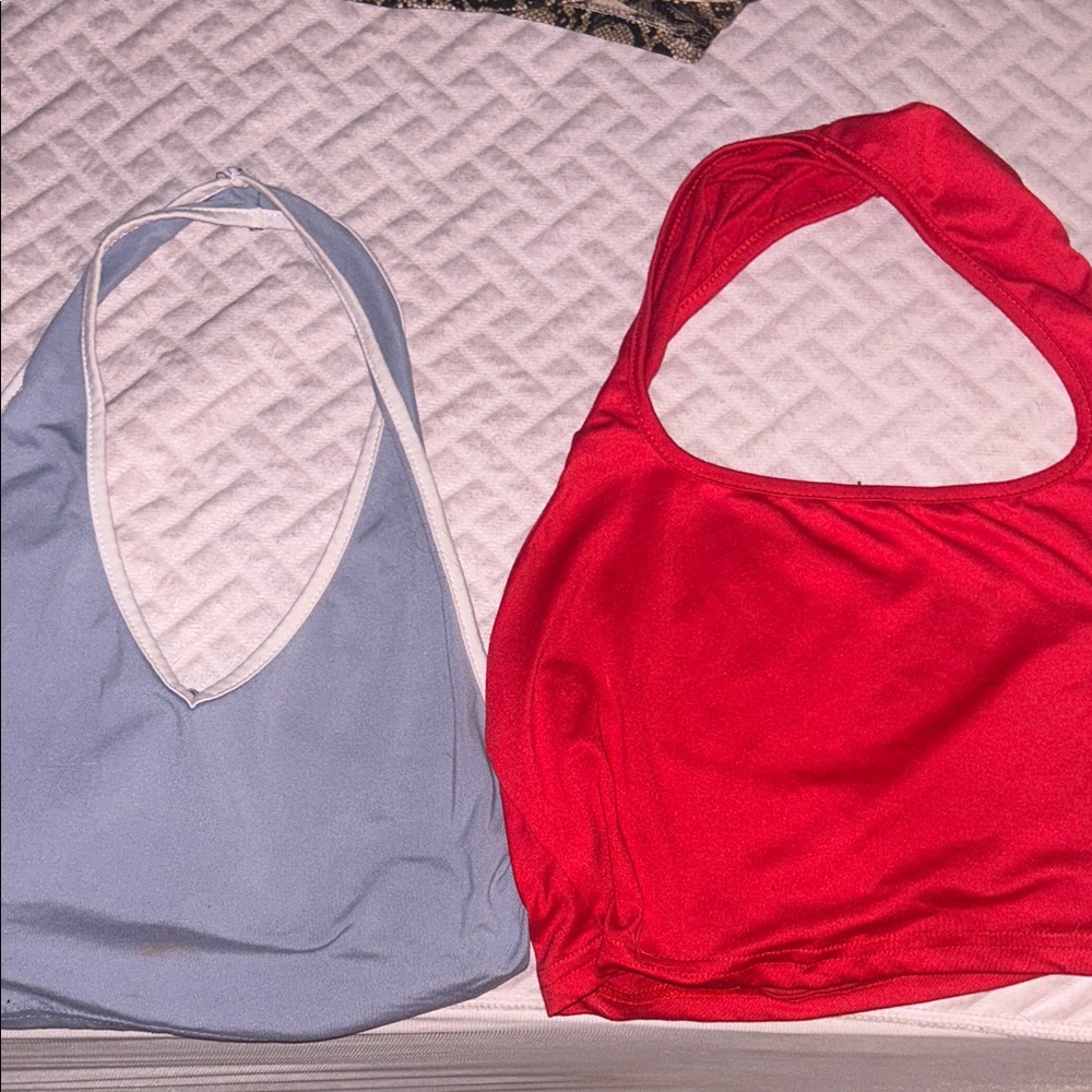 Red and Blue Halter Tops